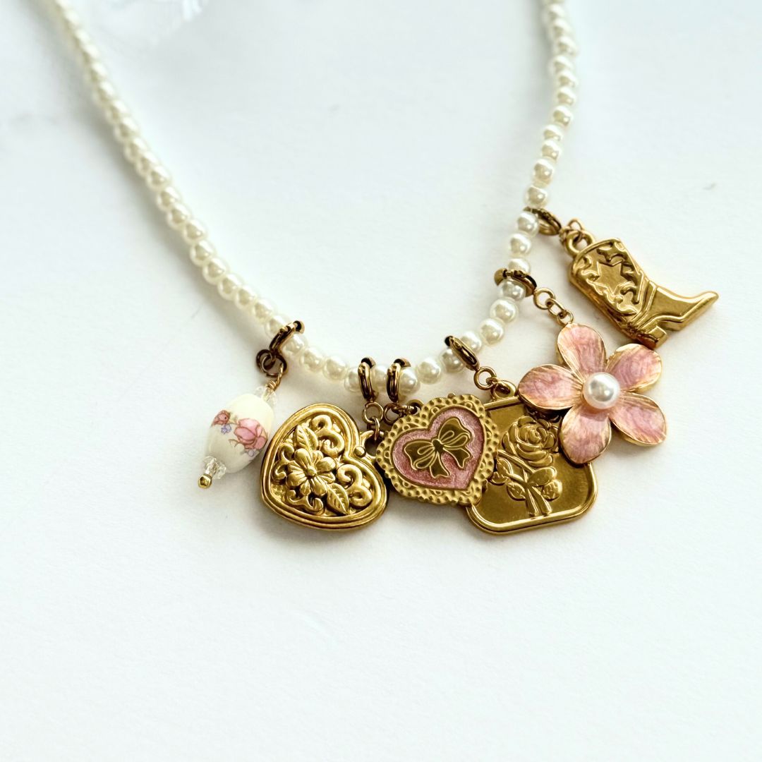 PINK AND PEARL FLOWER - Lolo's Jewelry