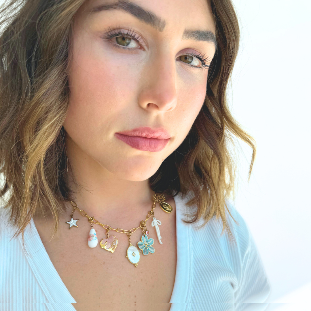 DUSTY BLUE FLOWER - Lolo's Jewelry