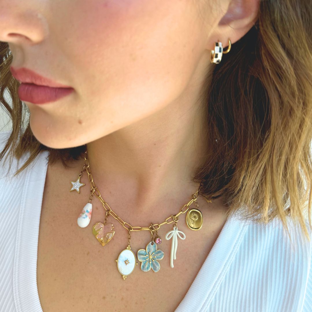 The MINI PINK charm necklace features delicate pink charms and elegant design, perfect as aesthetic jewelry | Lolo Jewelry.