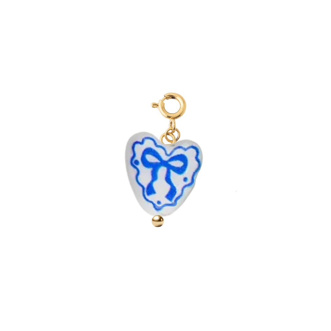 BLUE BOW HEART BEAD