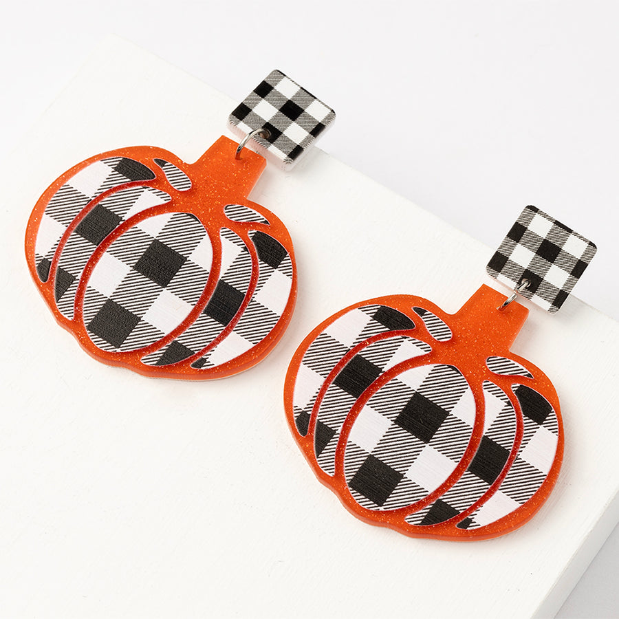 Gingham Pumpkin Earrings