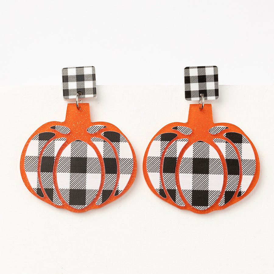 Gingham Pumpkin Earrings