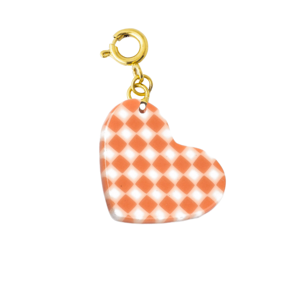 PEACH CHECK HEARTS - Lolo's Jewelry
