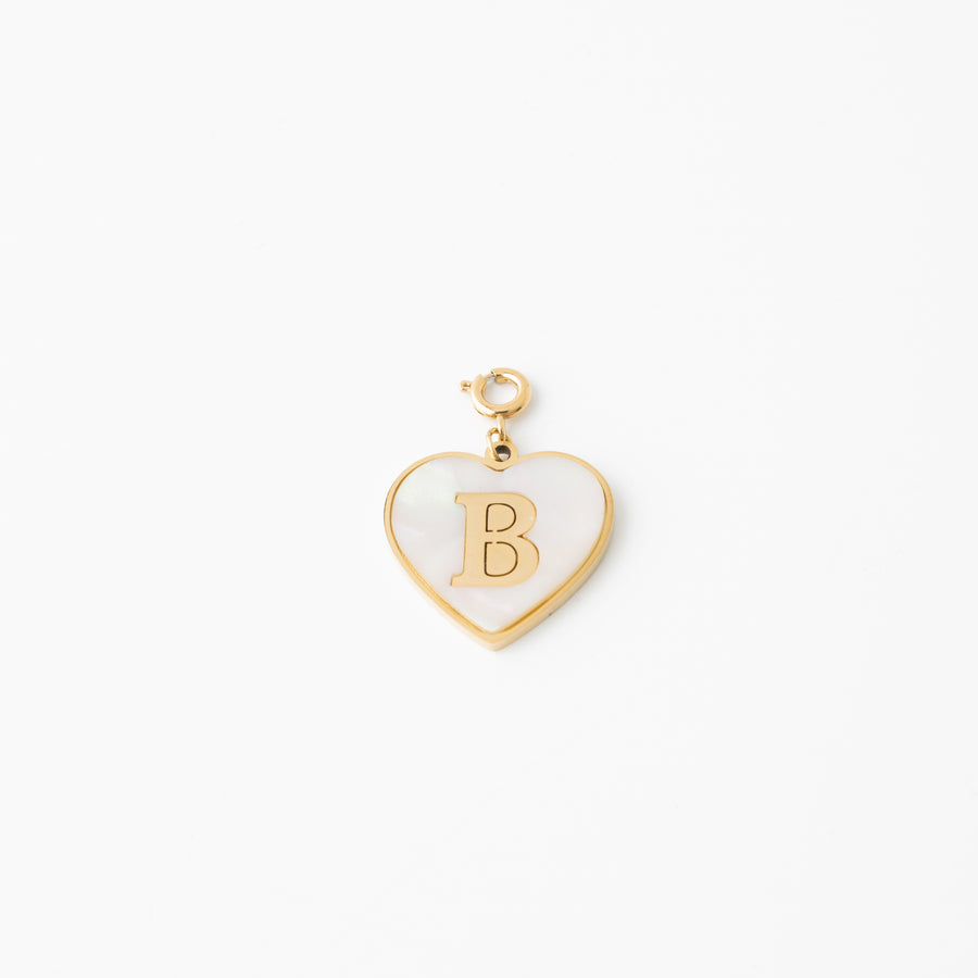 Pearl Heart Initial Charm