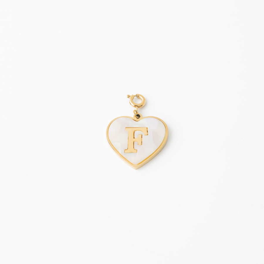 Pearl Heart Initial Charm