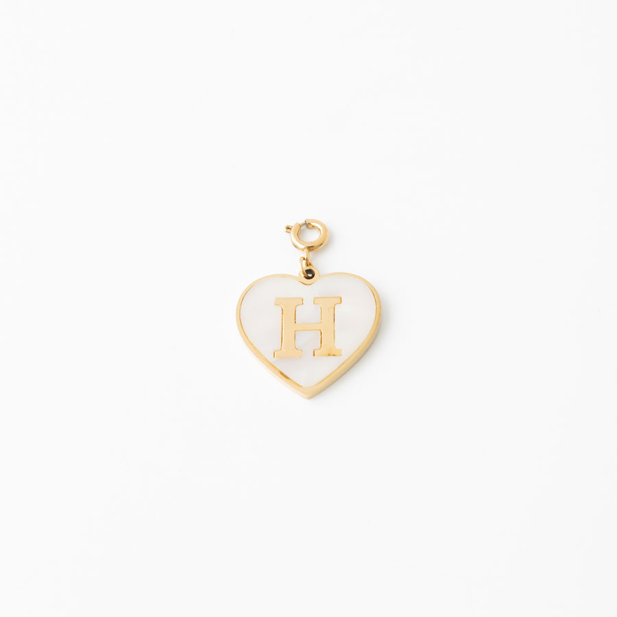 Pearl Heart Initial Charm