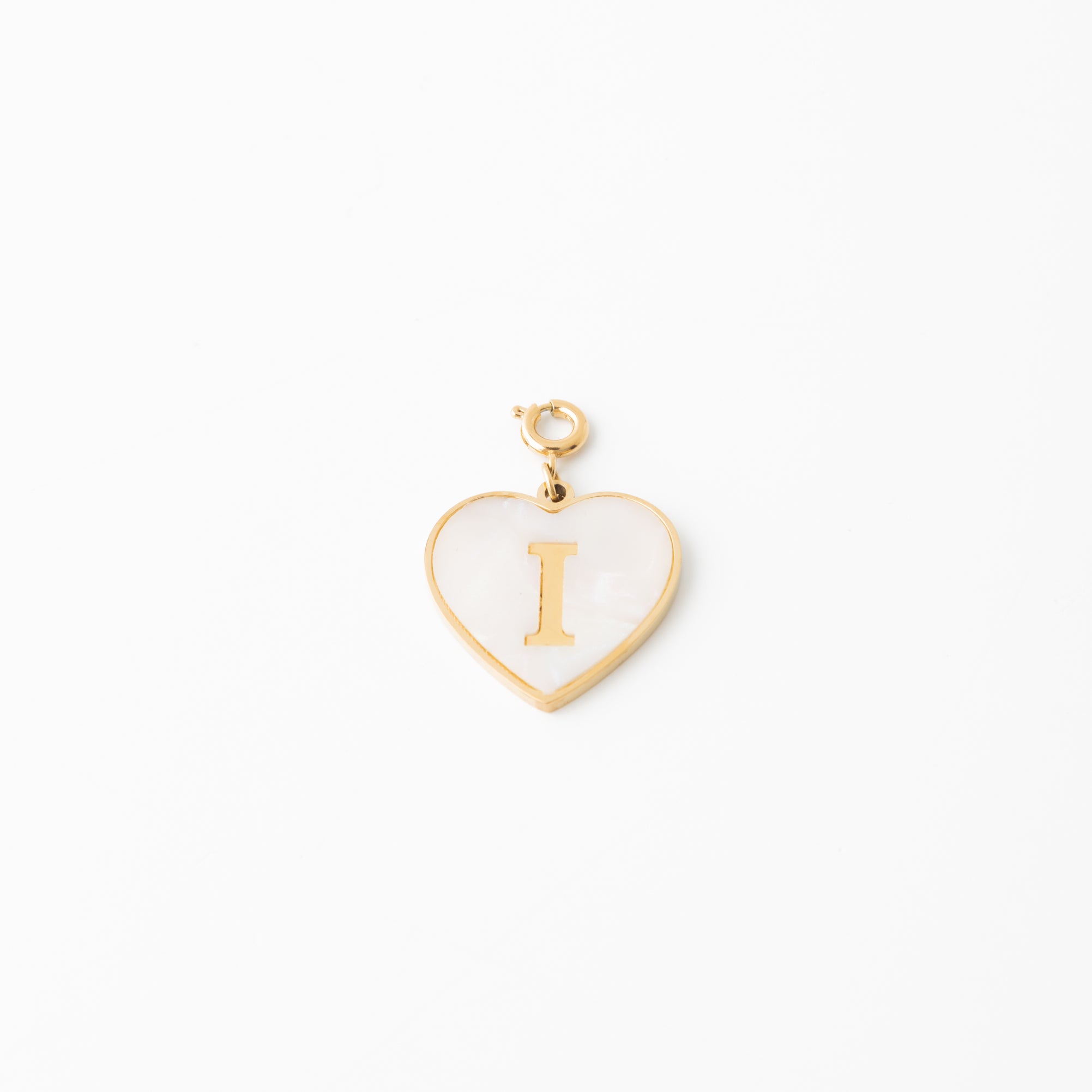 Pearl Heart Initial Charm