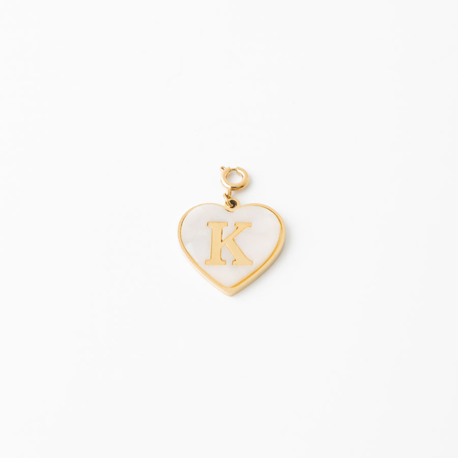 Pearl Heart Initial Charm