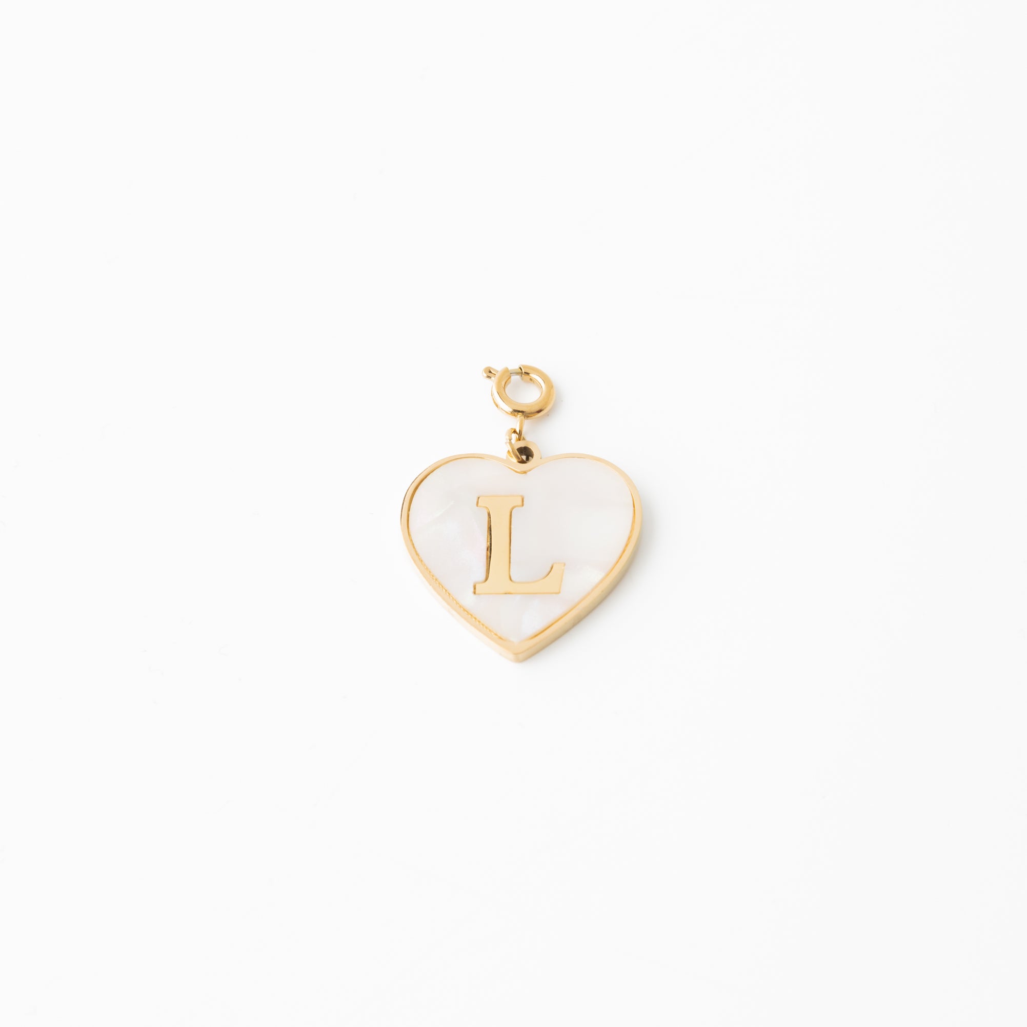 Pearl Heart Initial Charm