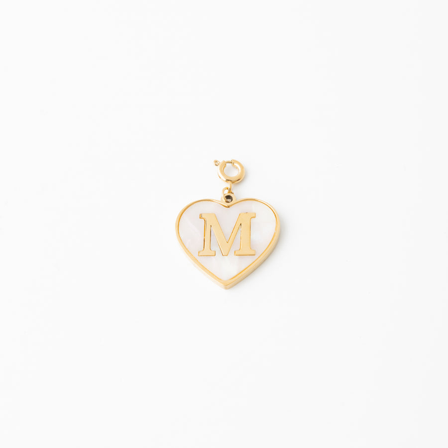 Pearl Heart Initial Charm