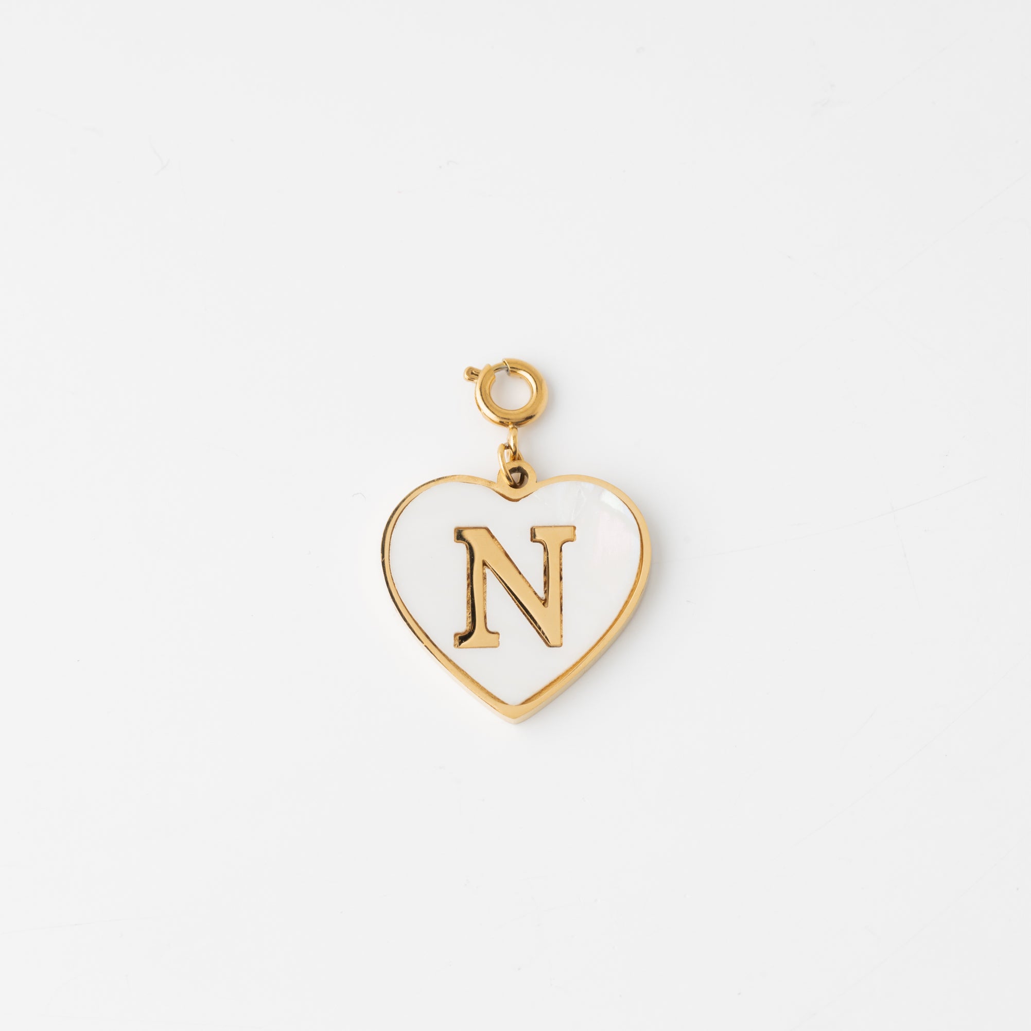 Pearl Heart Initial Charm