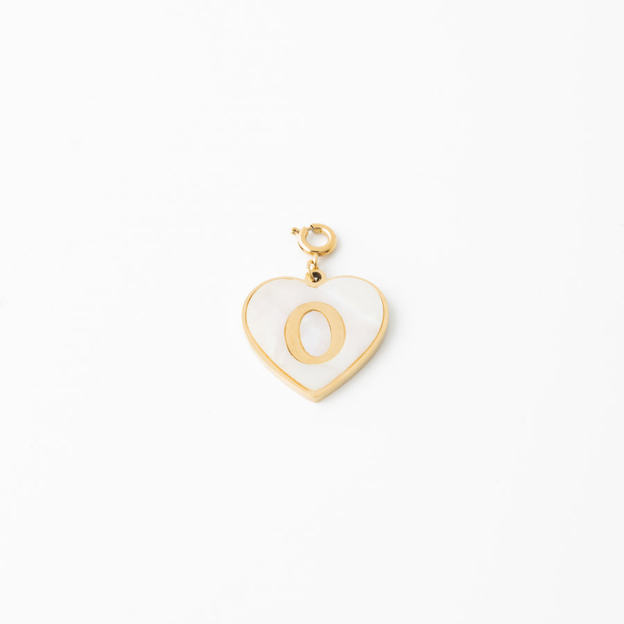 Pearl Heart Initial Charm