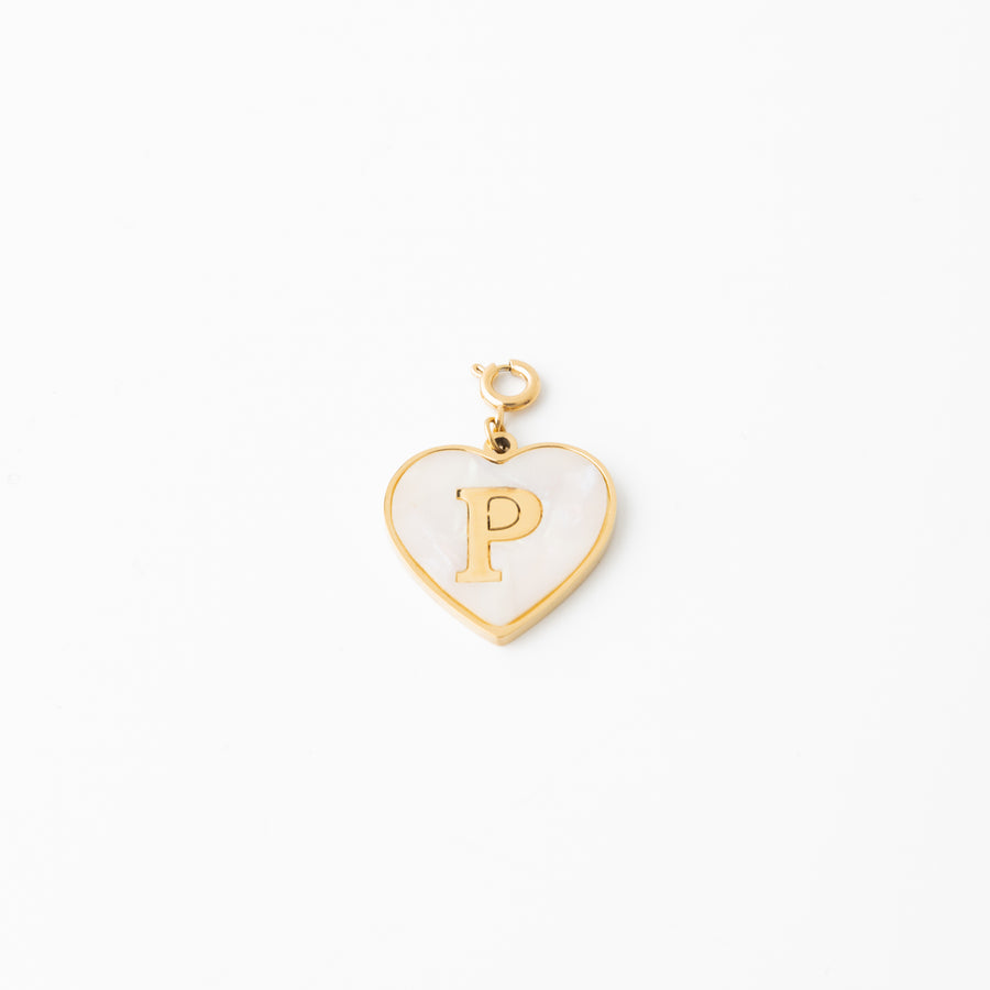 Pearl Heart Initial Charm