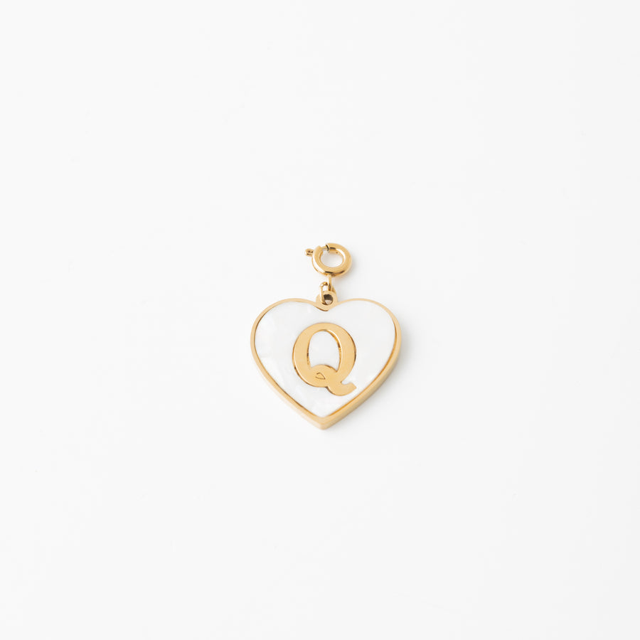 Pearl Heart Initial Charm