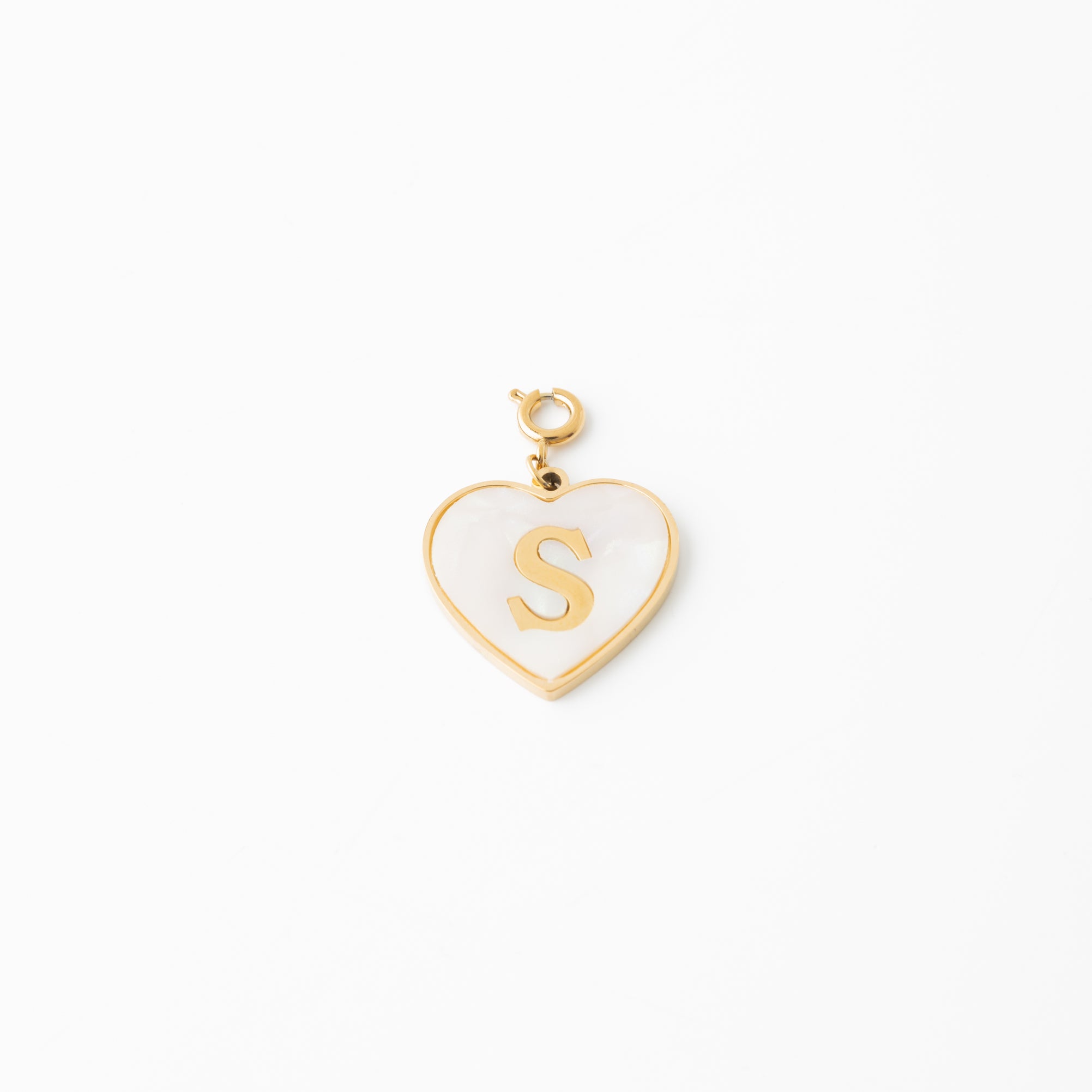 Pearl Heart Initial Charm