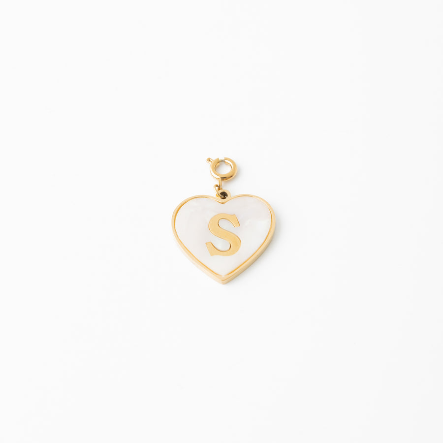 Pearl Heart Initial Charm