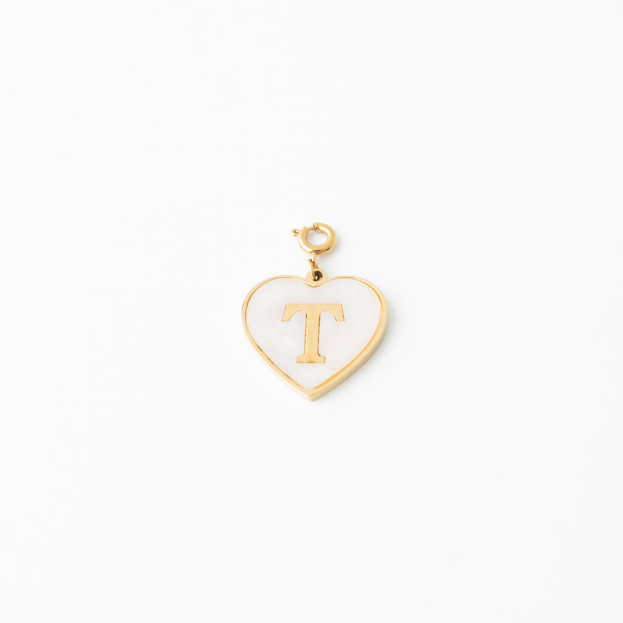 Pearl Heart Initial Charm