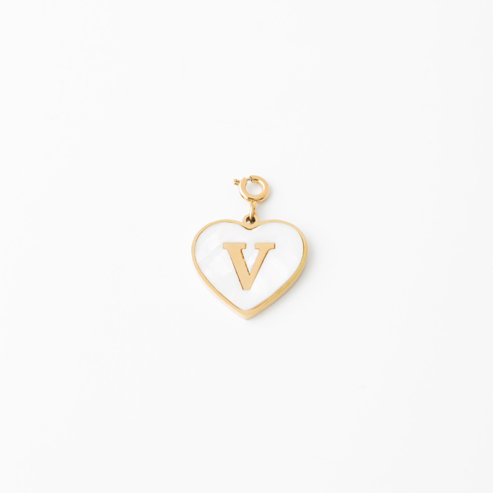 Pearl Heart Initial Charm