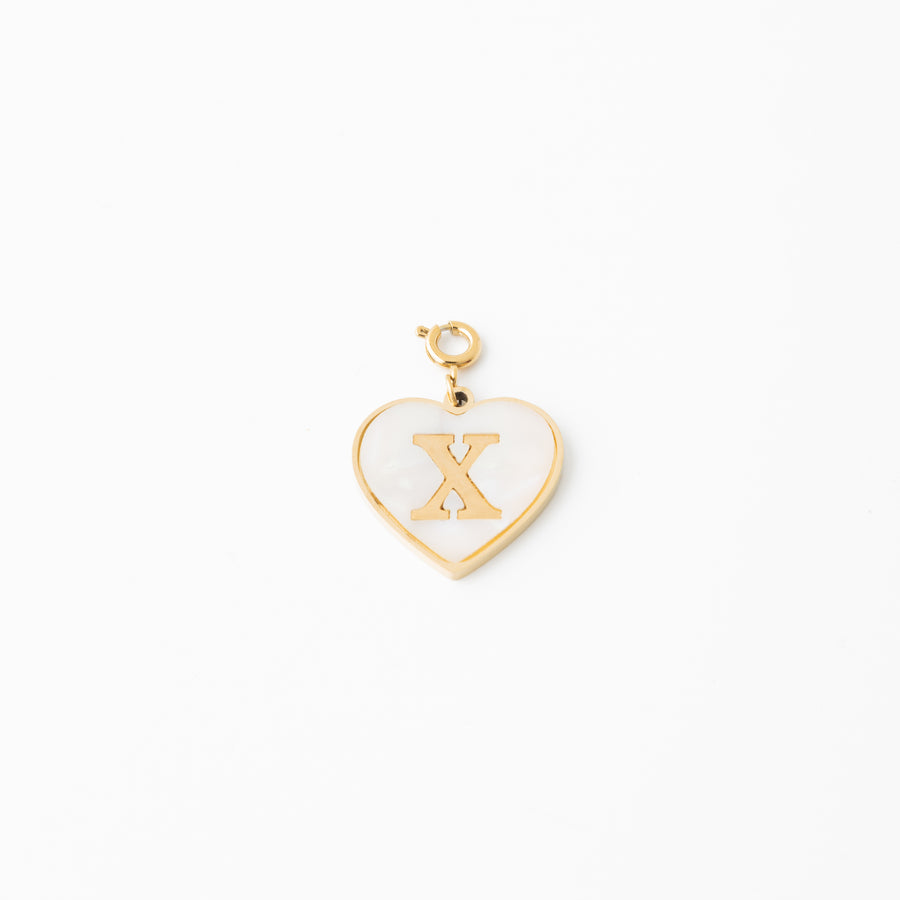 Pearl Heart Initial Charm