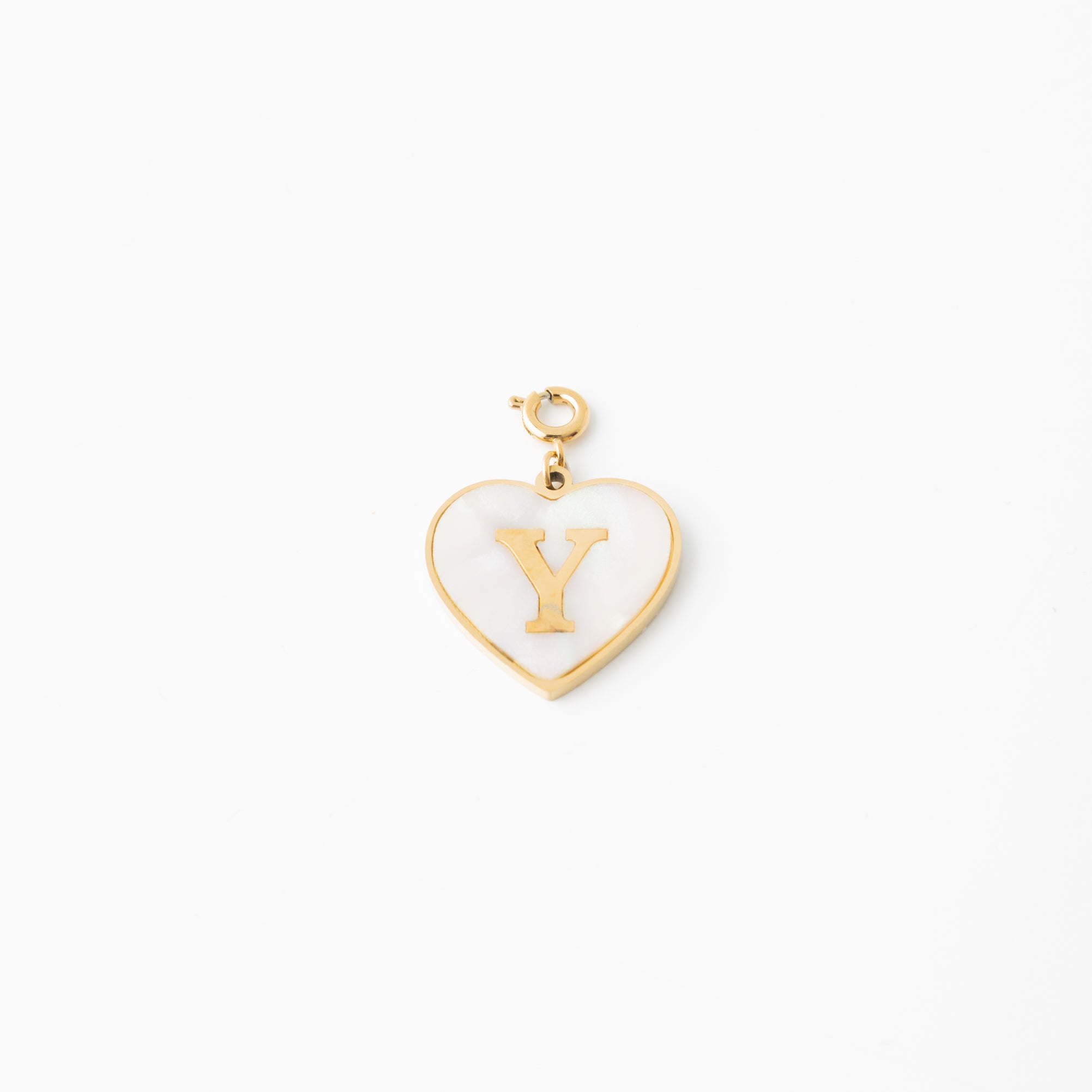 Pearl Heart Initial Charm