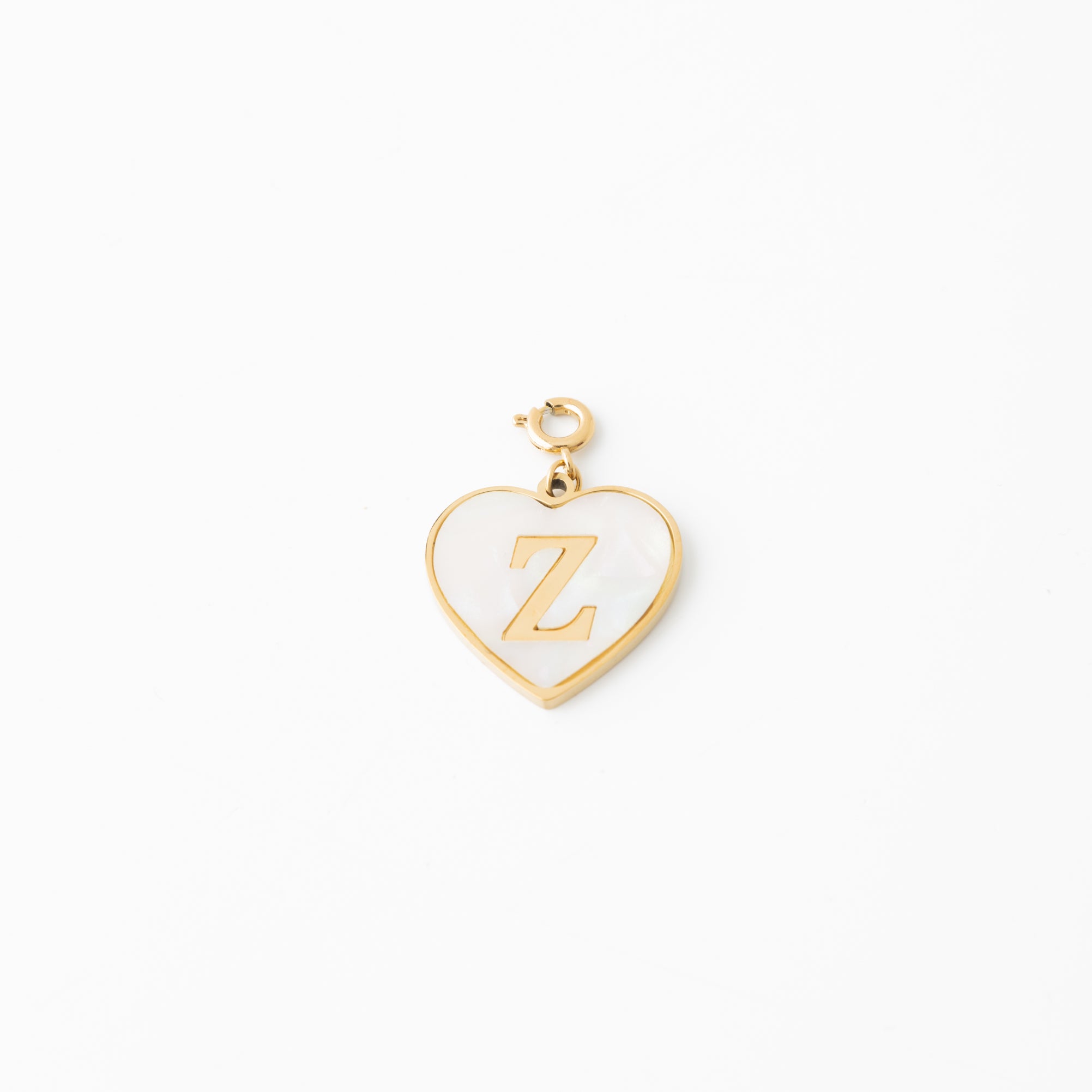 Pearl Heart Initial Charm