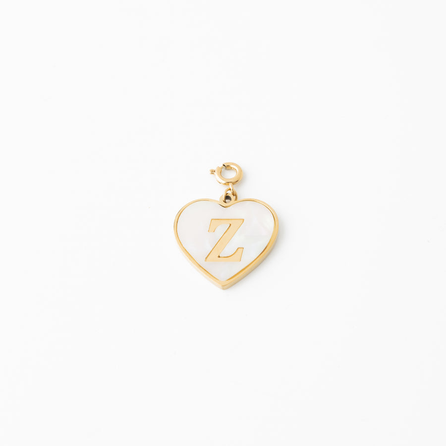 Pearl Heart Initial Charm