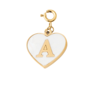 PEARL HEART INITIAL CHARM - A