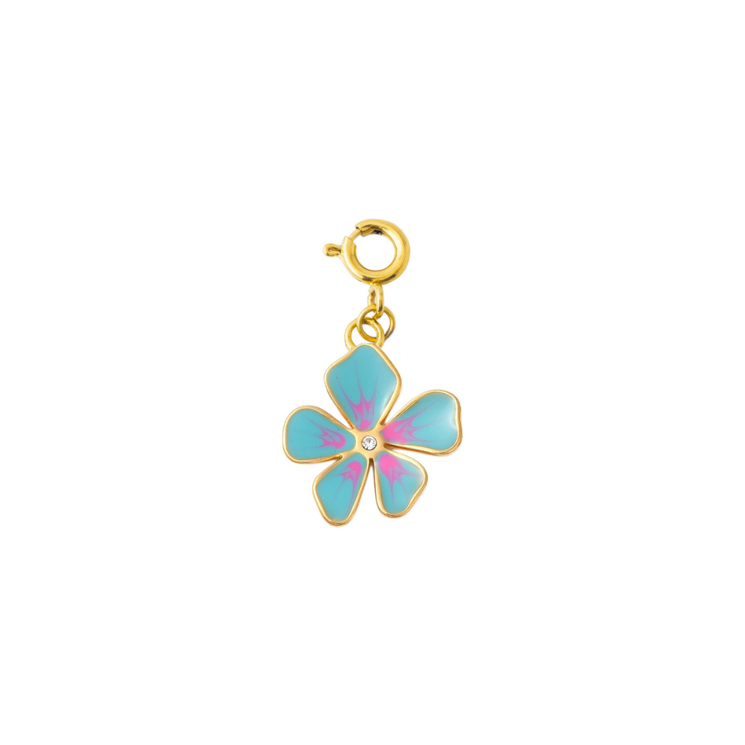 BLUE WITH PINK FLOWER